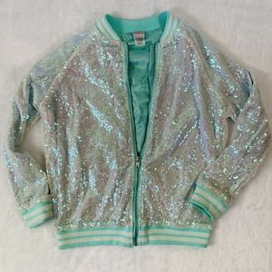 Disney Princess Little Mermaid Sequin Jacket Sz Large Girls Coat Ariel Flounder